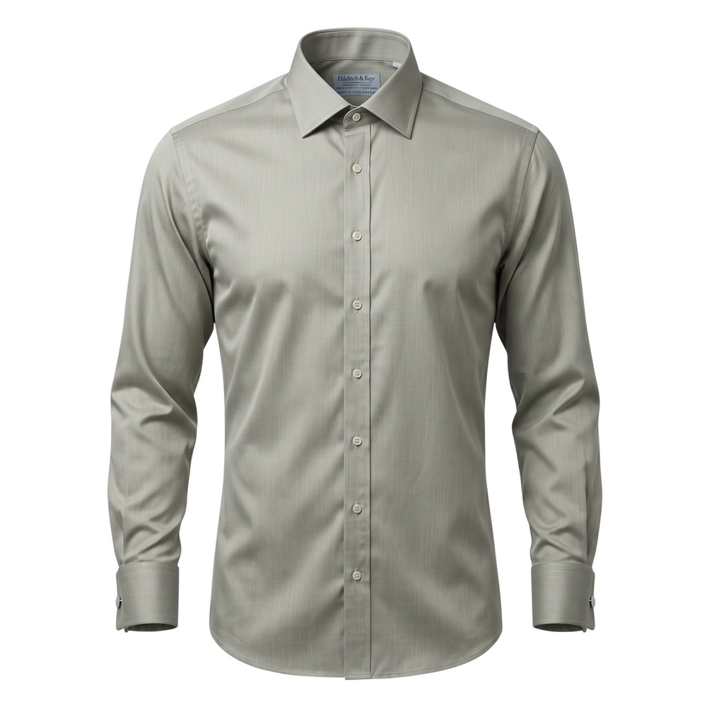 Hilditch & Key Saks Fifth Avenue Mens 17.5 L Dress Shirt Sage Green French Cuffs